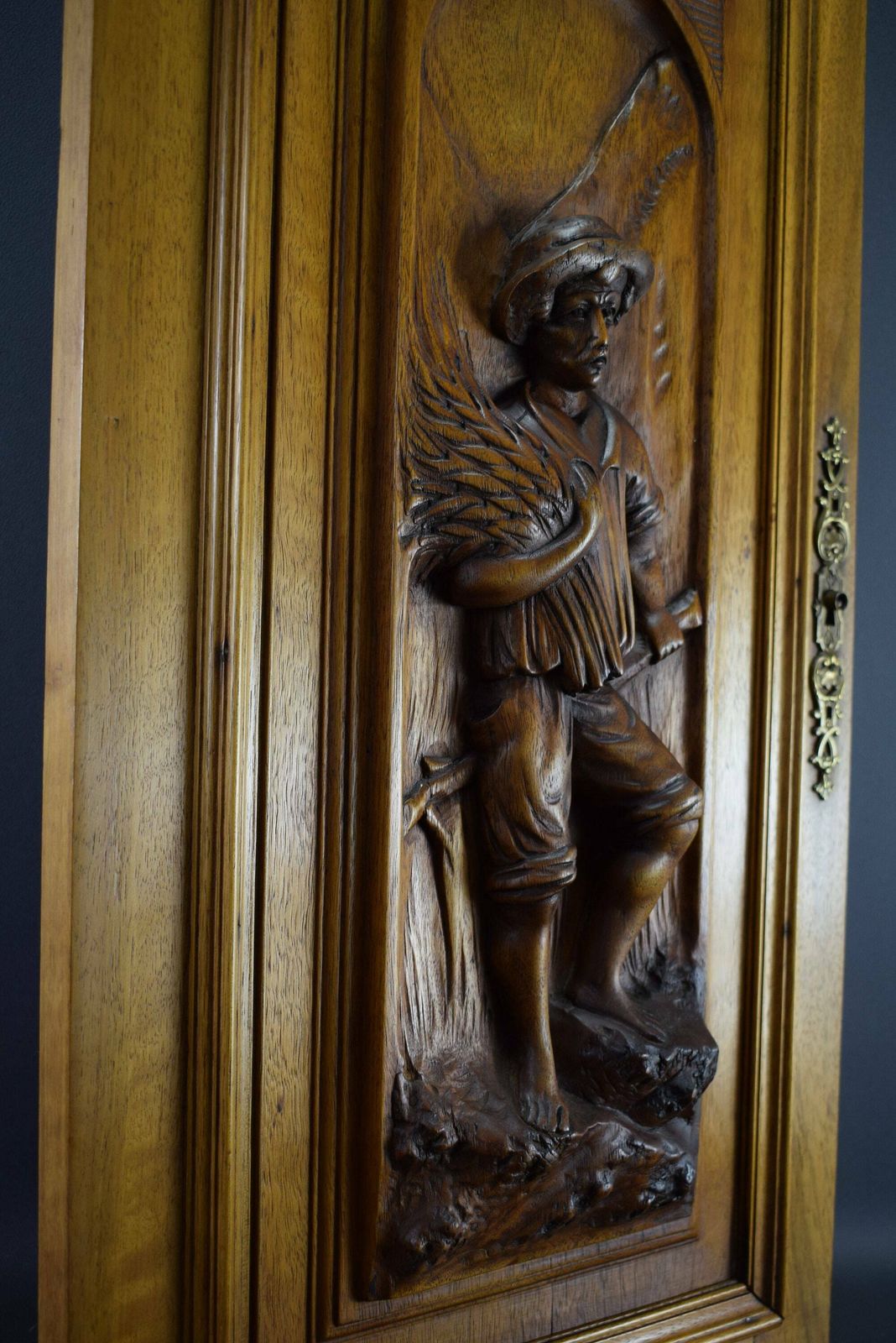 French Antique Architectural Hand Carved Wood Cupboard Door photo 258.0