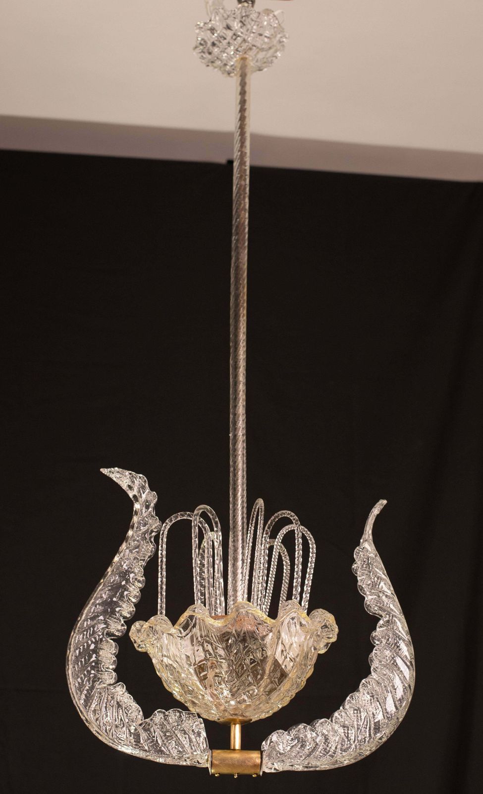 Set Of 2 Art Decò Fountain Chandelier By Barovier E Toso, Murano Glass, 1940 photo buy
