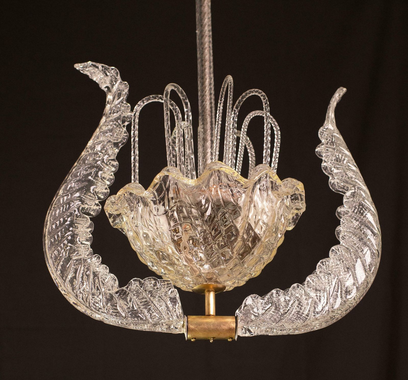 photo furniture Set Of 2 Art Decò Fountain Chandelier By Barovier E Toso, Murano Glass, 1940