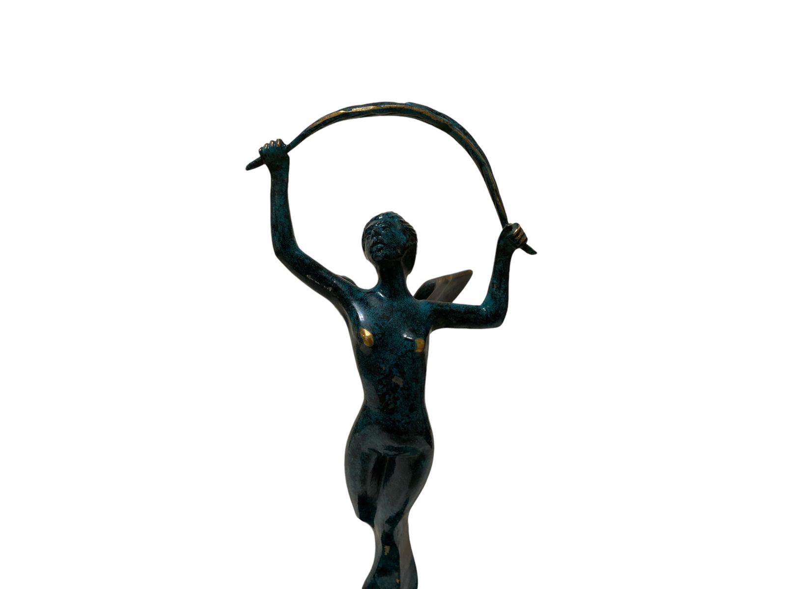 Elegant Bronze Woman Sculpture Of Victory With Marble Base – Exquisite Art Deco Masterpiece 34 Centimeters High photo buy