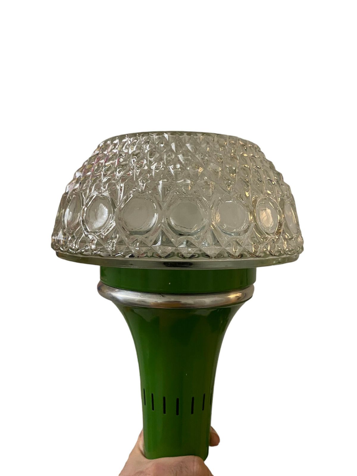 photo buy Elegant Italian Metal And Glass Chandelier – Cast Glass Decor & Industrial Green Head 80 Centimeters High