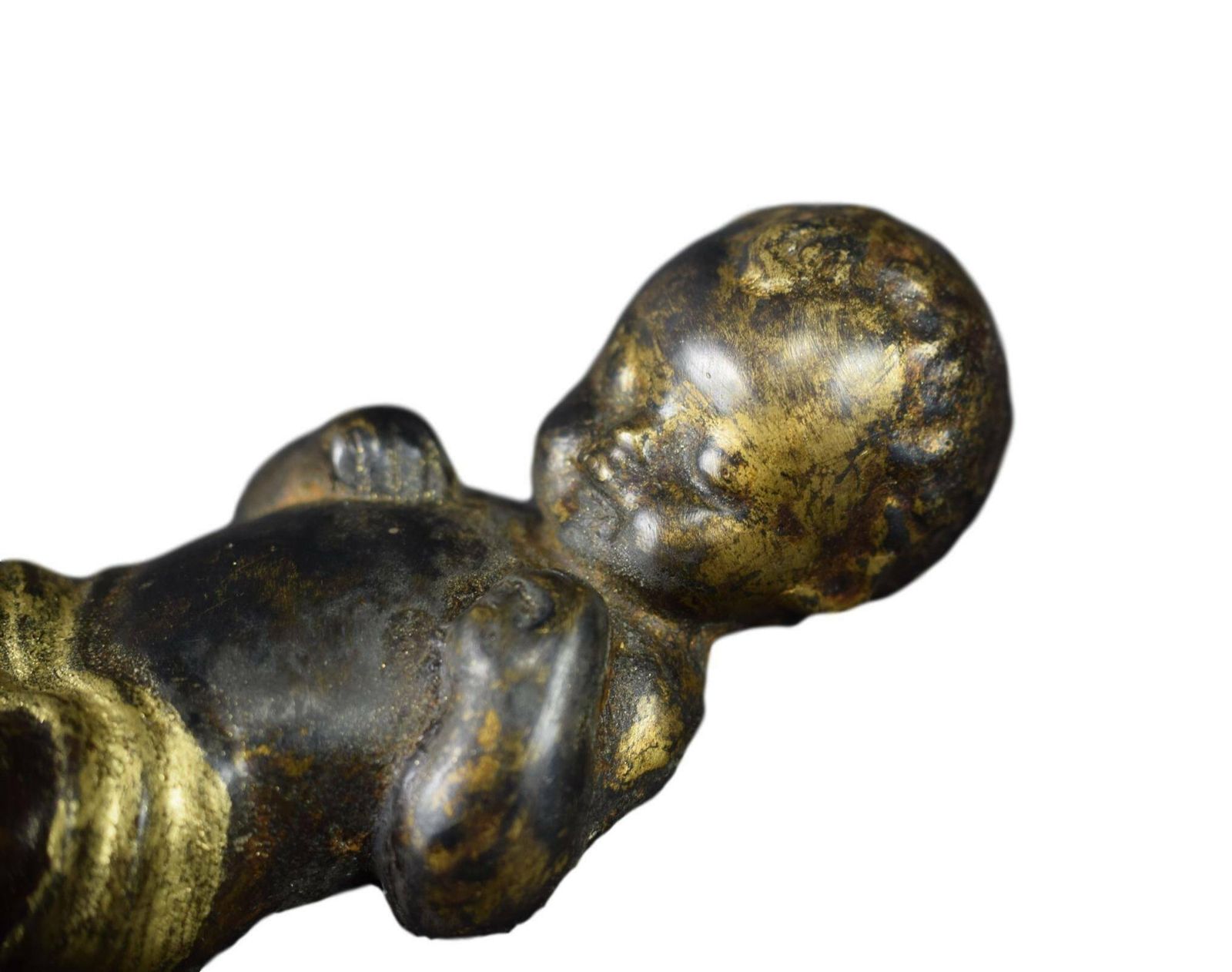 Rare French Antique 19th Bronze Jesus Christ Baby Crib Christmas photo vinterior
