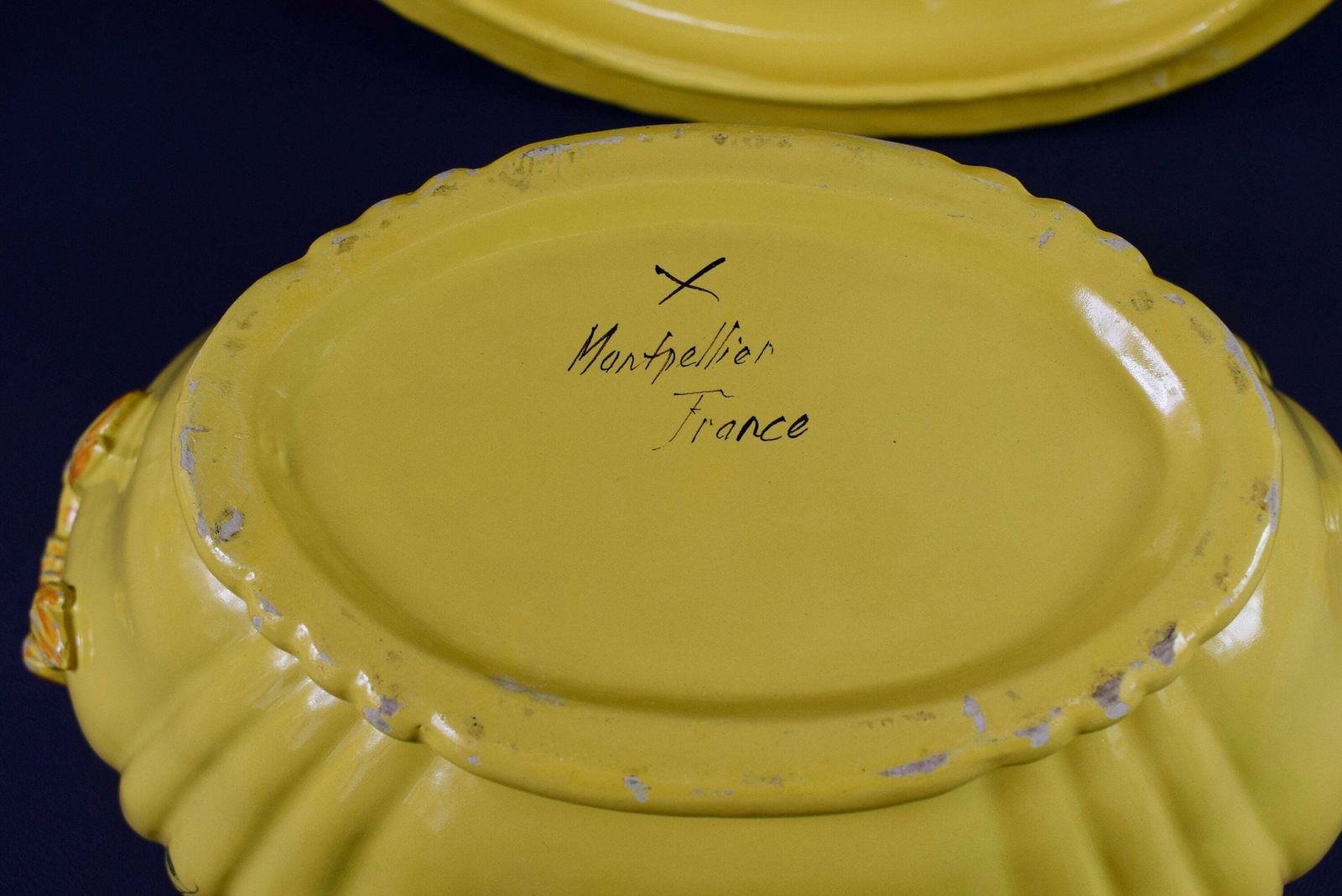 photo for sale Vintage Yellow Hand Painted Montpellier Ceramic Lidded Tureen Provence