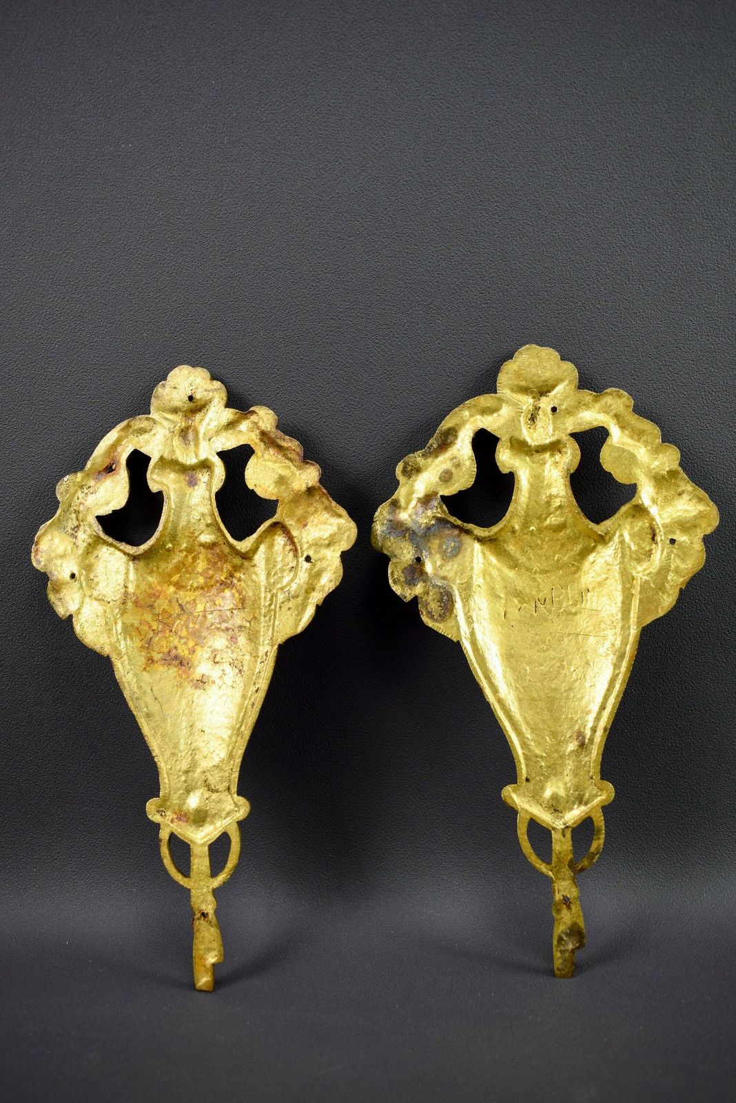 French Pair Of Art Deco Bronze Petite Pediments Furniture Mount Hardware photo 169.0