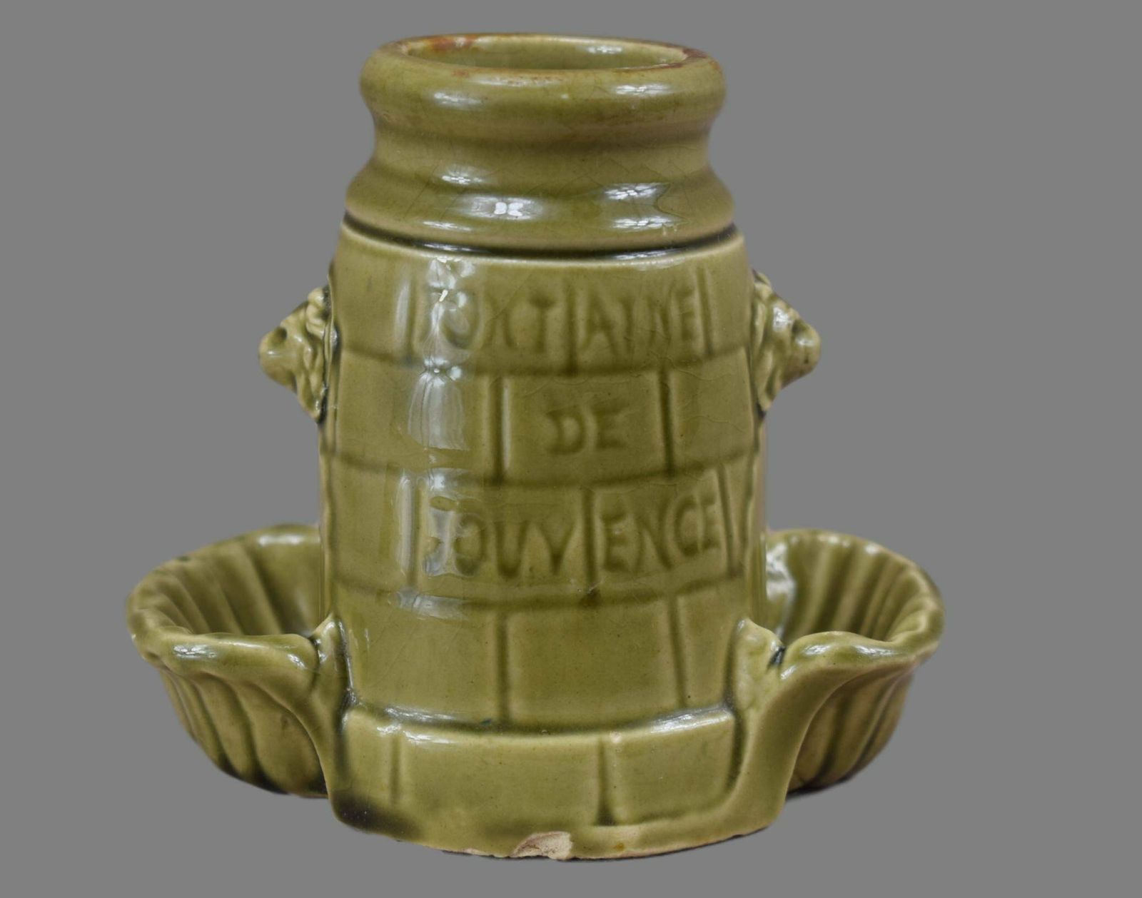 Freres Gros Mustard Of Dijon Pot, Fine Mustard Jar, Fountain Of Youth Mustard Pot With Lions, Country Rustic Decor, Advertising Mustard Pot photo vinterior