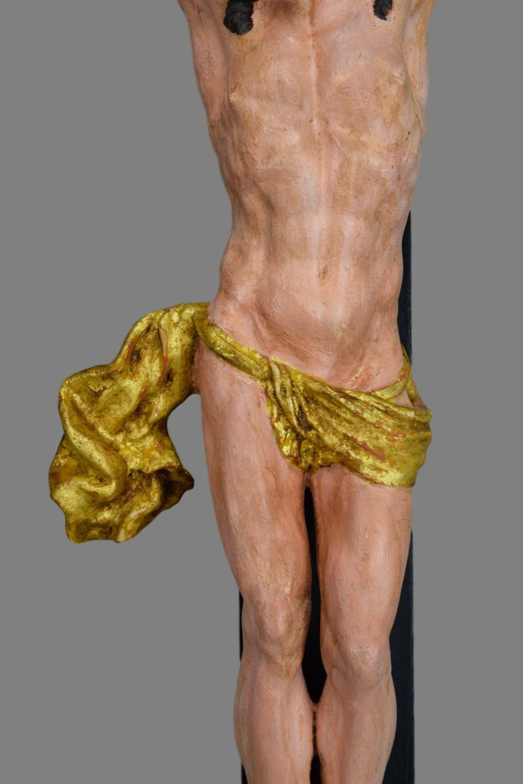 Antique Religious Altar Cross, Hand Painted Jesus Christ Corpus On The Cross photo Art