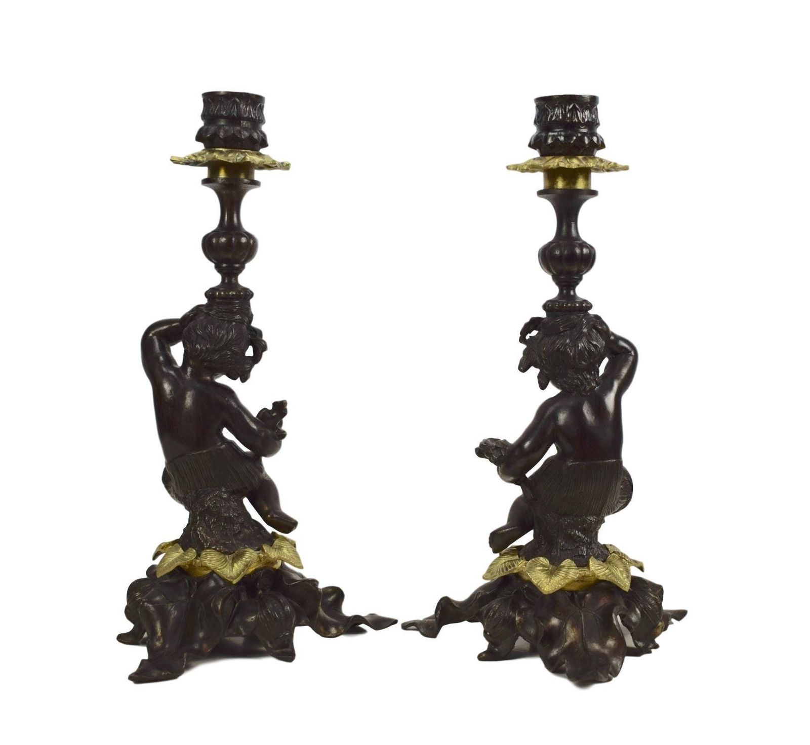French Pair Of Antique Rococo Candlesticks   Ormolu Bronze Candle Holders   Putto Putti Angel Candlesticks   19thc Candlesticks photo 577.0