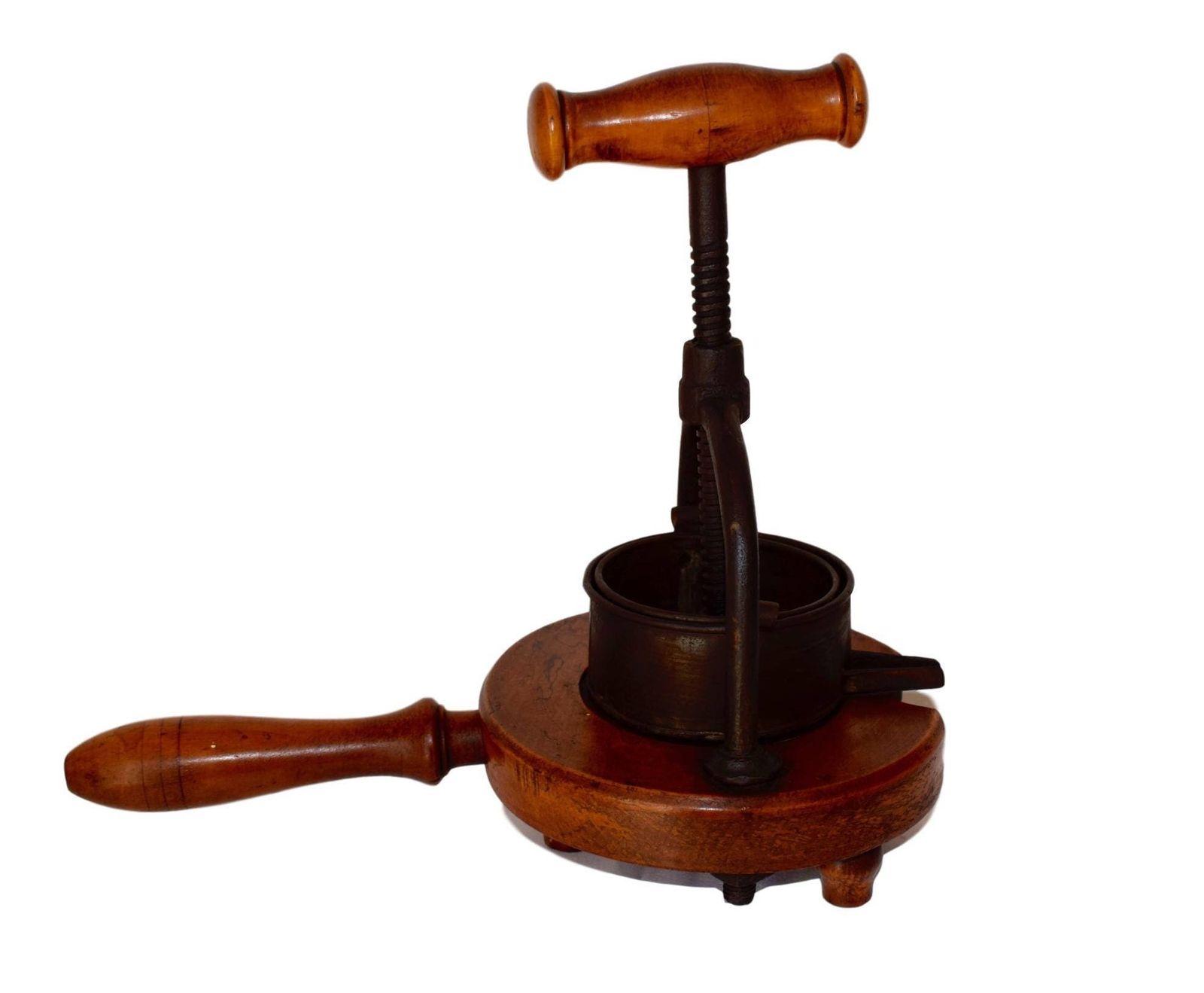 French Antique Wood Iron Meat Food Press 19th photo for sale