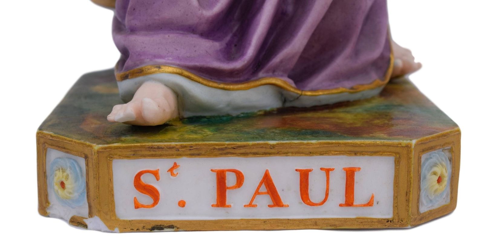 French Antique Large Rare Polychrome Bisque Statue Of Saint Paul 19th.C   Old Church Saint Figure   Porcelain Apostle Statue photo furniture