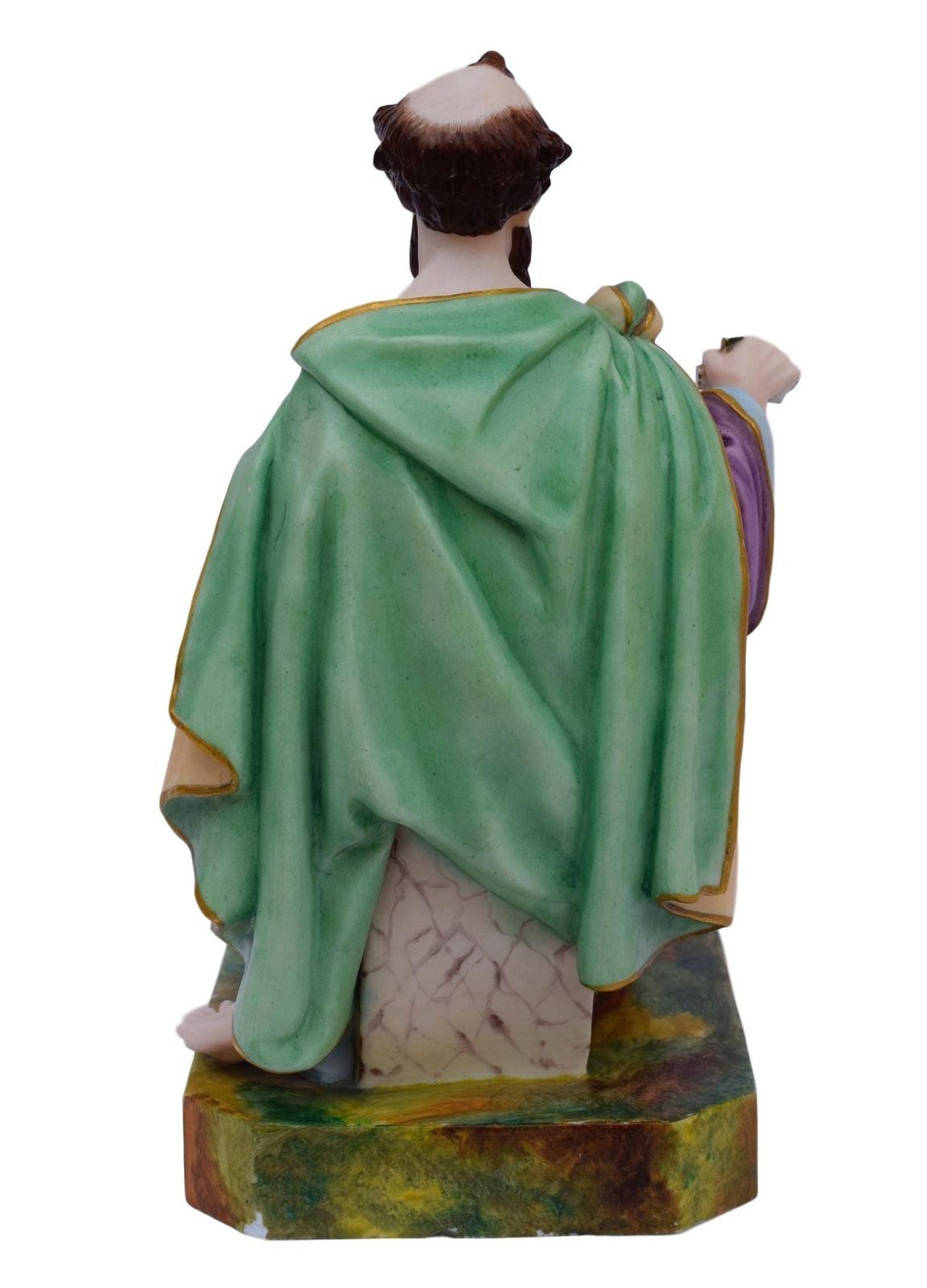 French Antique Large Rare Polychrome Bisque Statue Of Saint Paul 19th.C   Old Church Saint Figure   Porcelain Apostle Statue photo buy