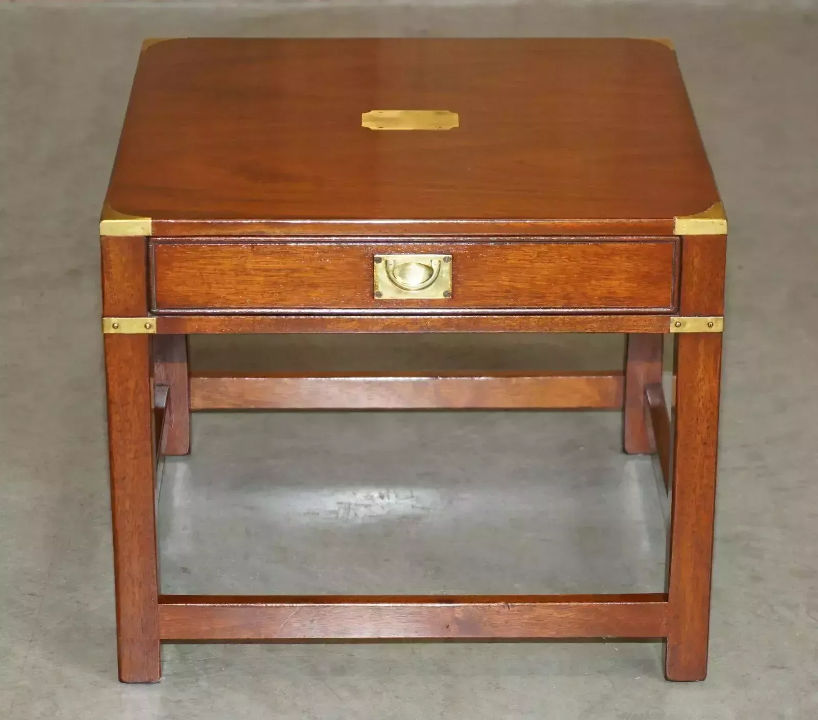Fine Pair Of Harrods Kennedy Mahogany Military Campaign Single Drawer Tables photo for sale