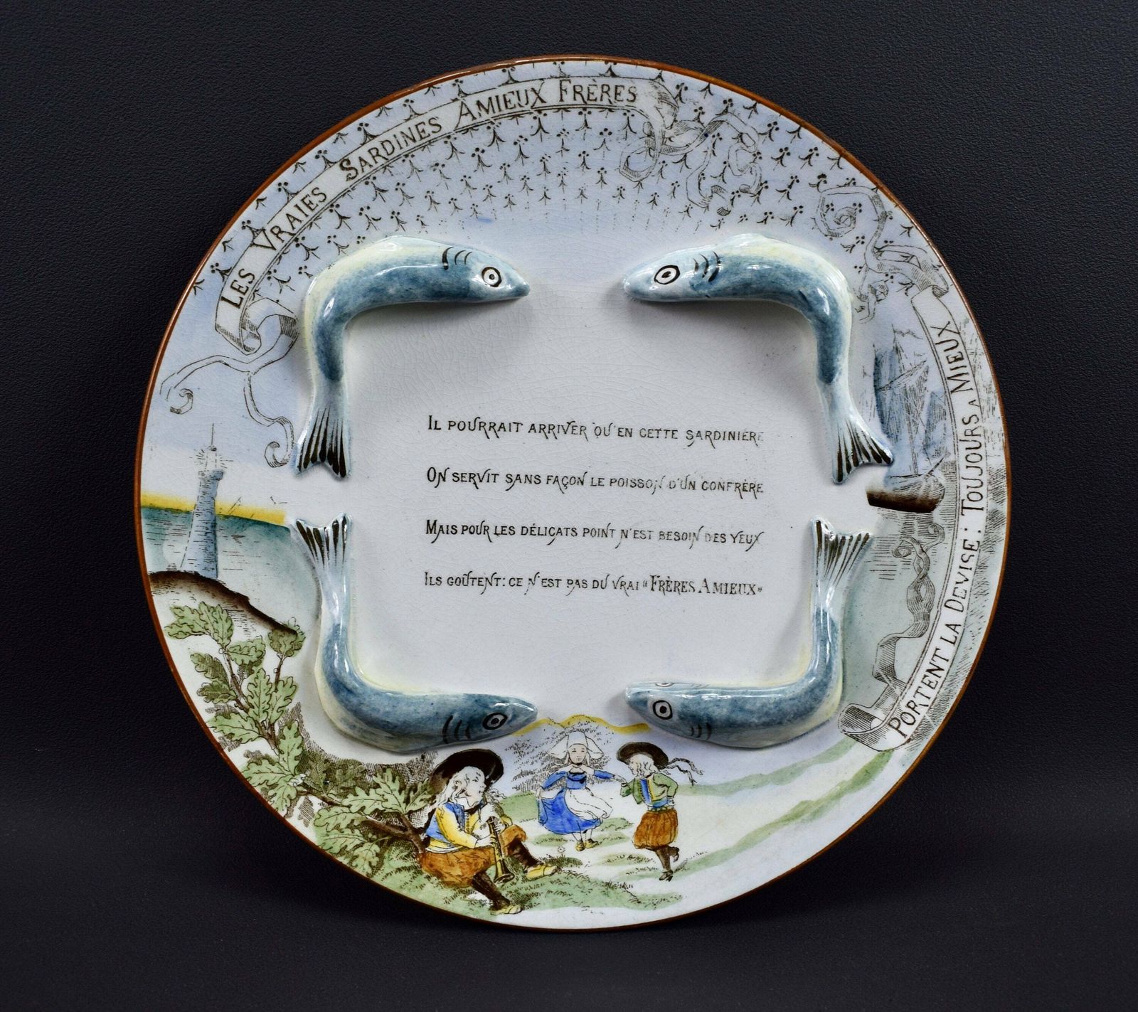 Vintage France Antique Majolica Advertising Plate photo furniture