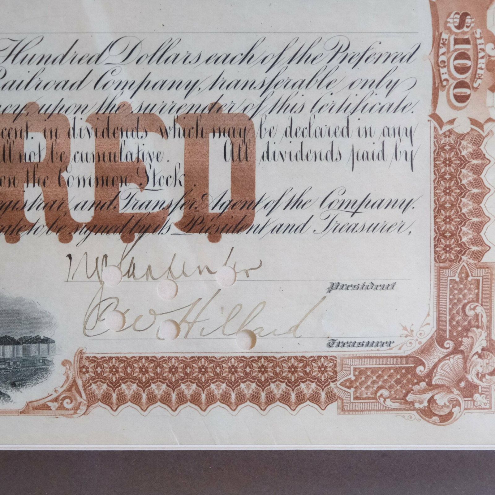 photo for sale Antique Railroad Stock Certificates 1904 | Chicago Eastern Illinois Railway | Framed  Scripophily | Steam Train Wall Art |