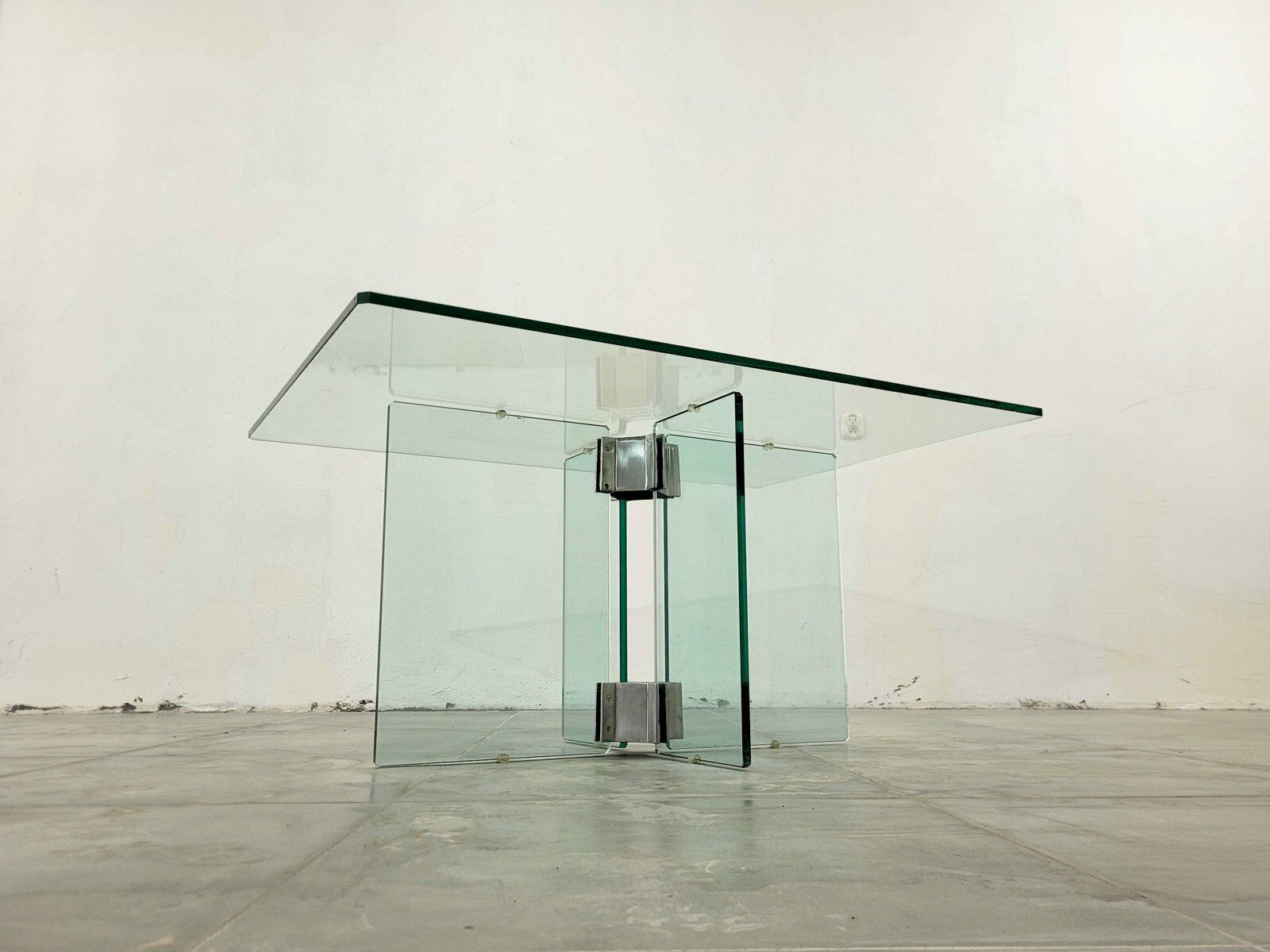 Vintage Glass Coffee Table Attributed To Peter Ghyczy, 1970s photo vintage