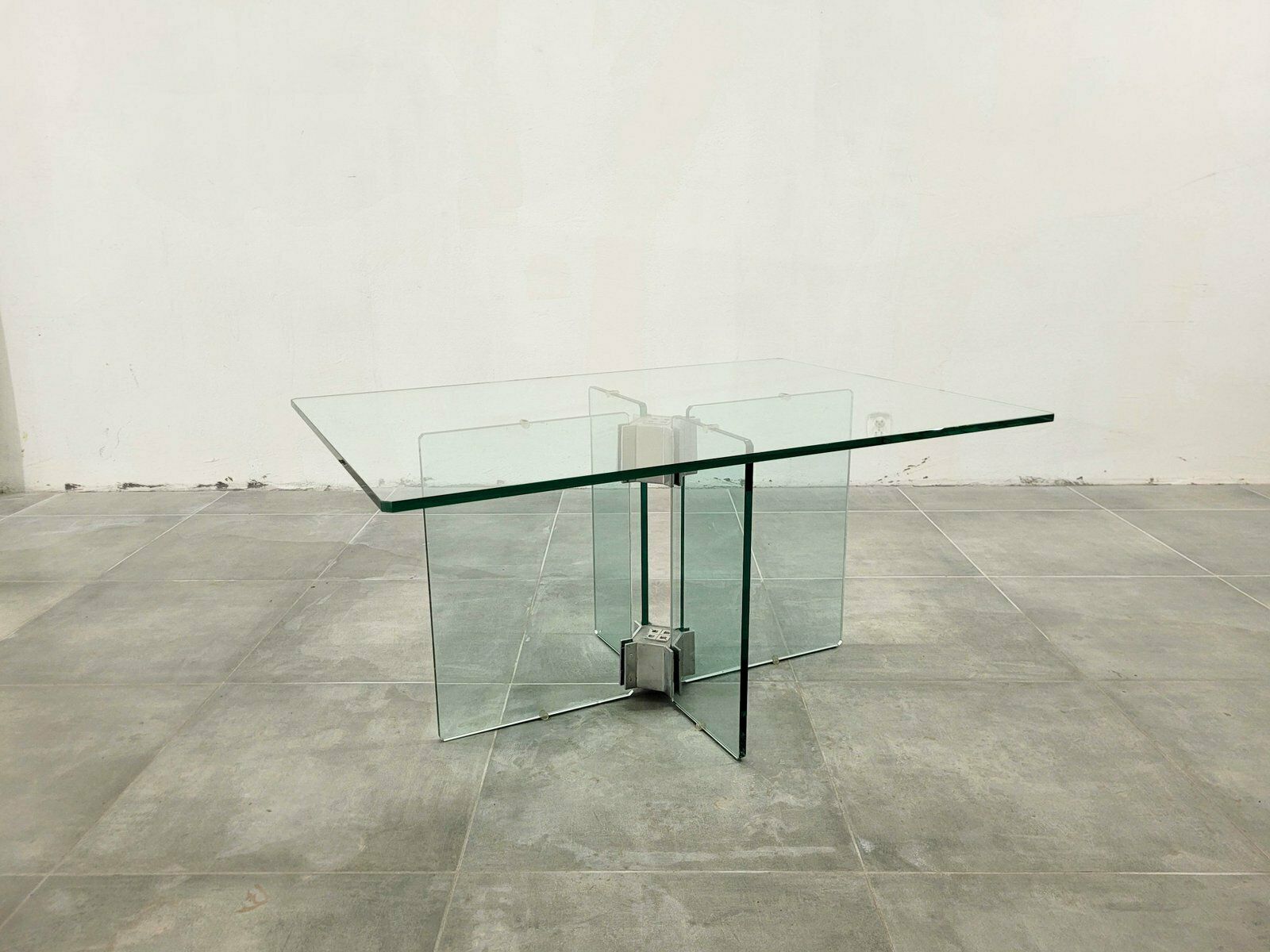 1684.0 Vintage Glass Coffee Table Attributed To Peter Ghyczy, 1970s photo