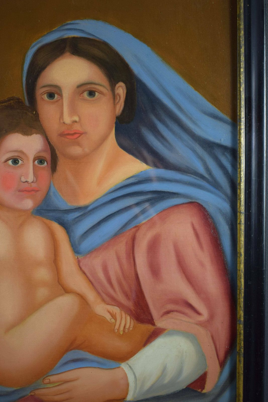 Antique French Oil Painting Italian Madonna And Child photo vinterior