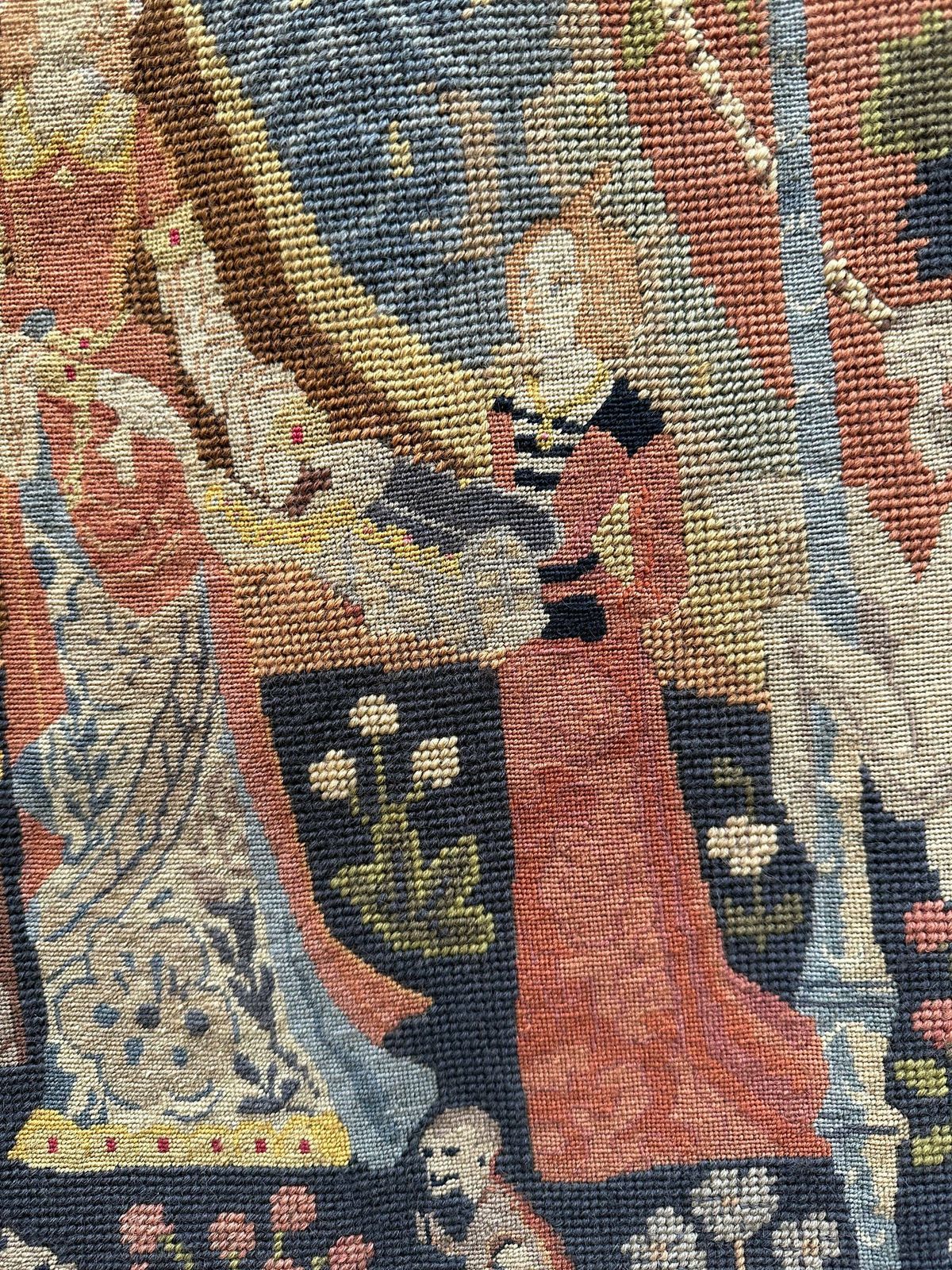 1950's Small Stitch Tapestry The Lady And The Unicorn " Mon Seul Desir" photo Art