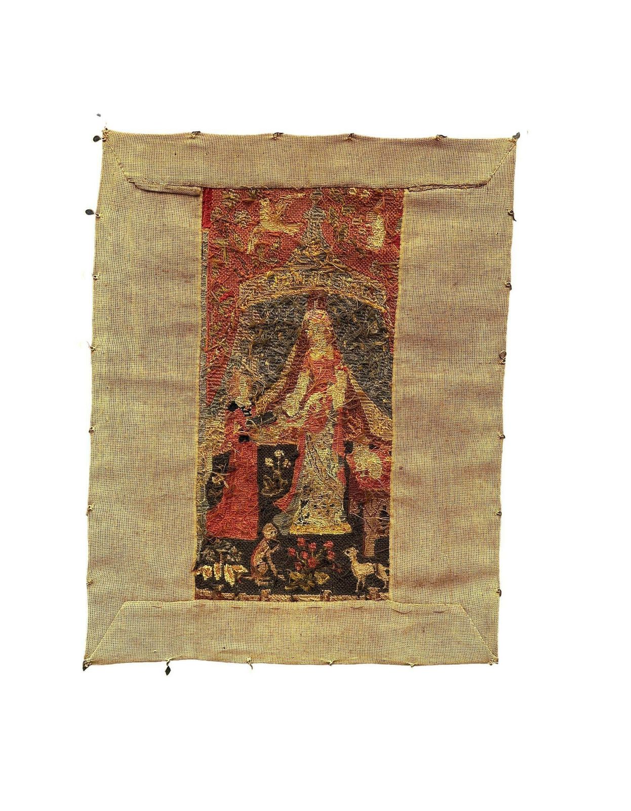 photo for sale 1950's Small Stitch Tapestry The Lady And The Unicorn " Mon Seul Desir"