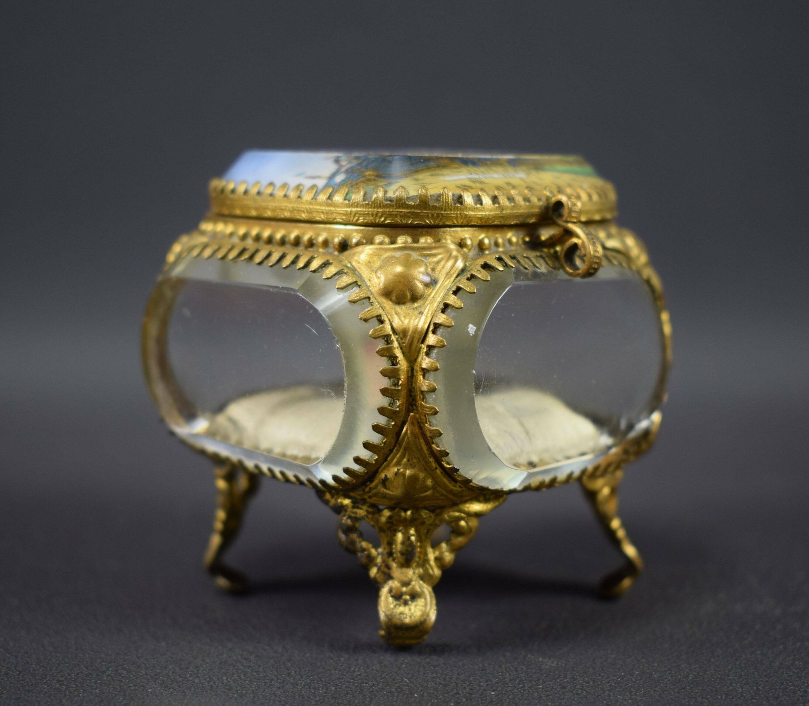French Antique 19th.C Eglomise Casket Box Jewelry Case Souvenir Of Lyon photo 169.0
