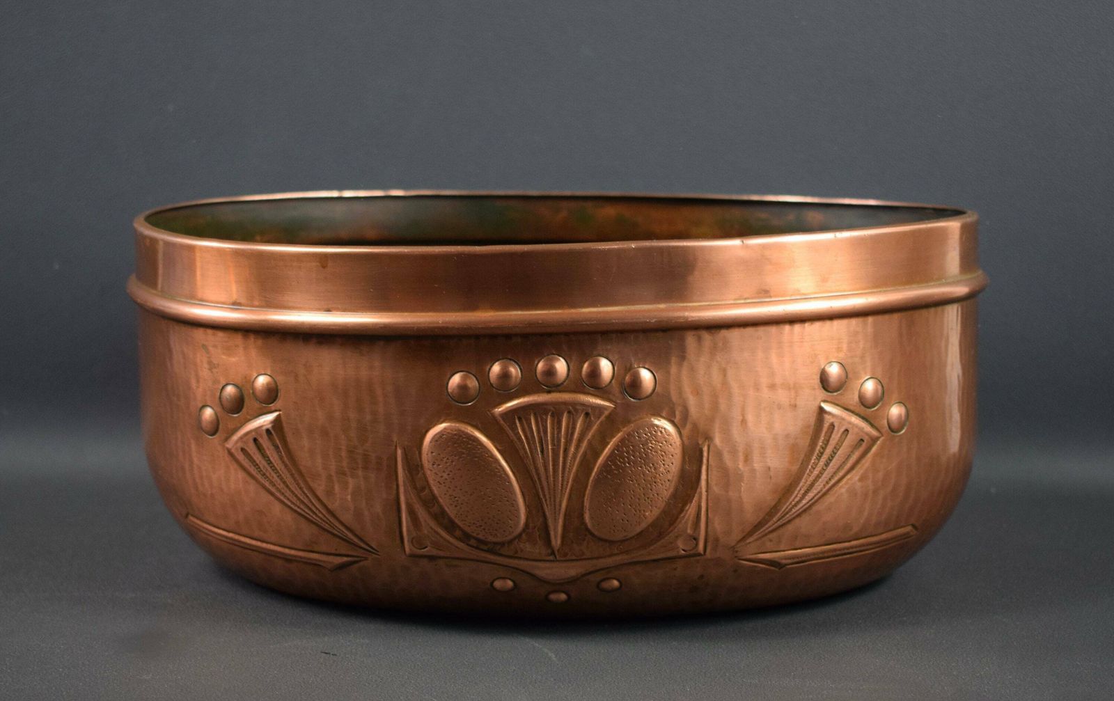 French Art Nouveau Antique Copper Cache Pot Planter photo furniture