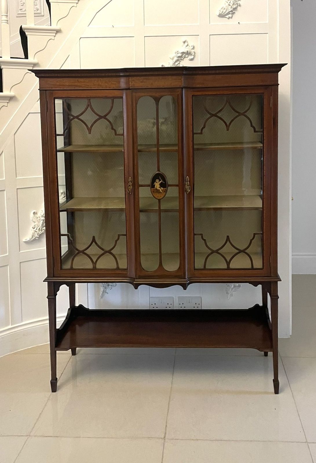 Antique Early 20th Century Superb Quality Inlaid Mahogany Display Cabinet photo vinterior