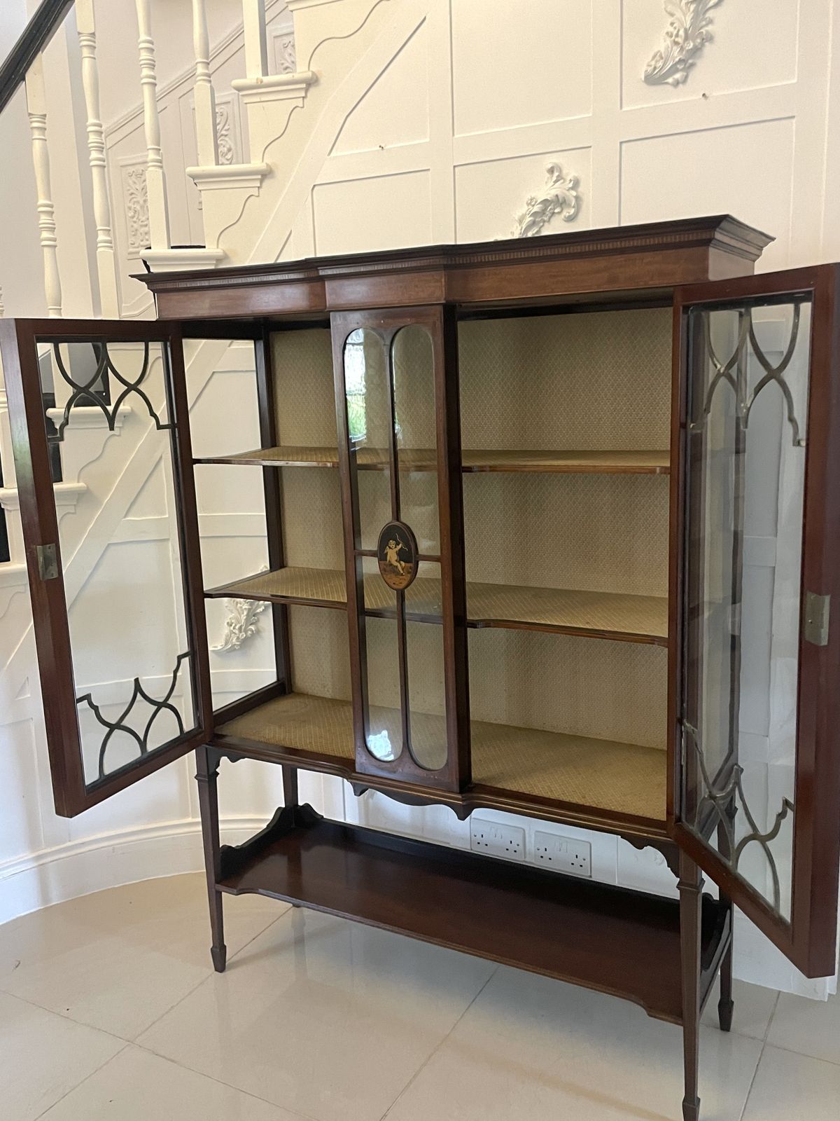Antique Early 20th Century Superb Quality Inlaid Mahogany Display Cabinet photo buy