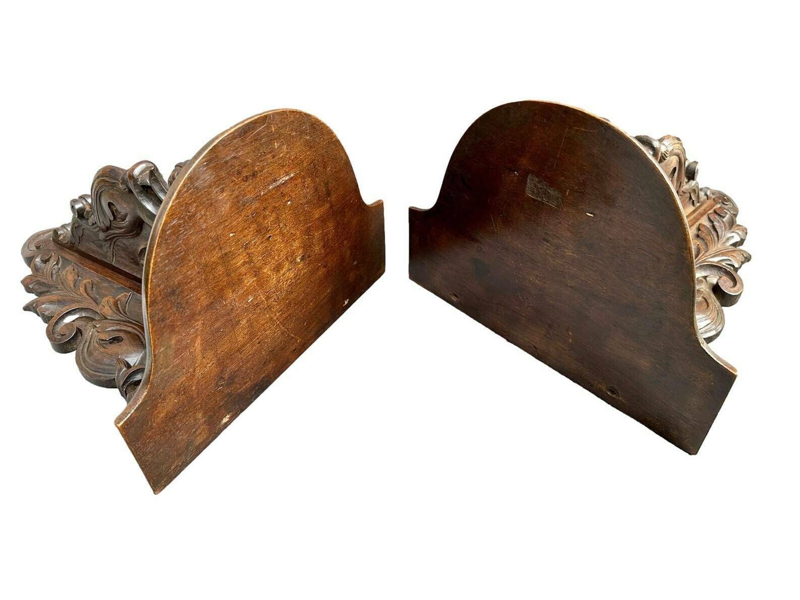 photo furniture 19th Architectural French Antique Pair Of Carved Wooden Console Chimera