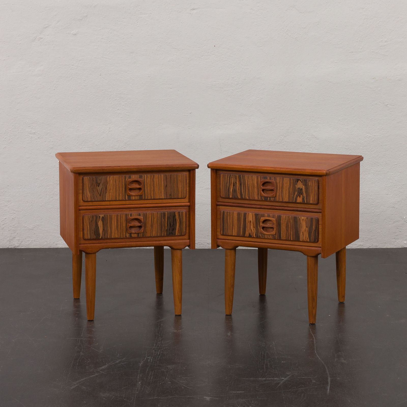 Mid Century Teak Bedside Tables With Rosewood Inlays, Denmark 1960s, Set Of 2 photo Furniture
