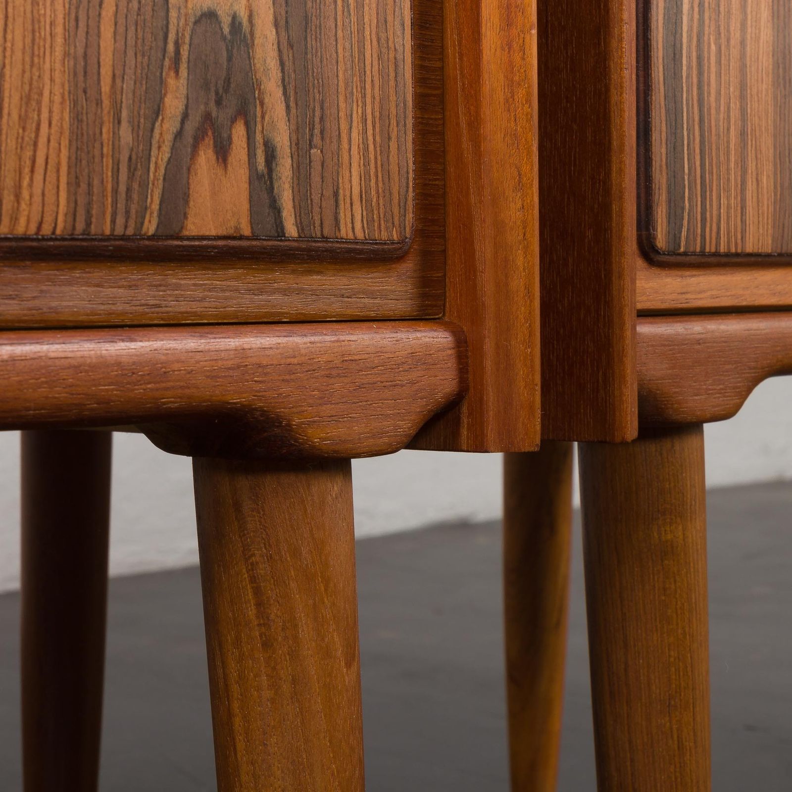 photo vinterior Mid Century Teak Bedside Tables With Rosewood Inlays, Denmark 1960s, Set Of 2