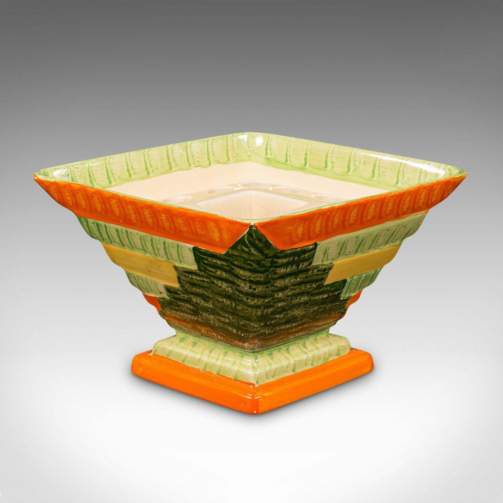 Vintage Dried Flower Vase, English, Handpainted Ceramic, Pot, Art Deco, C.1930 photo for sale