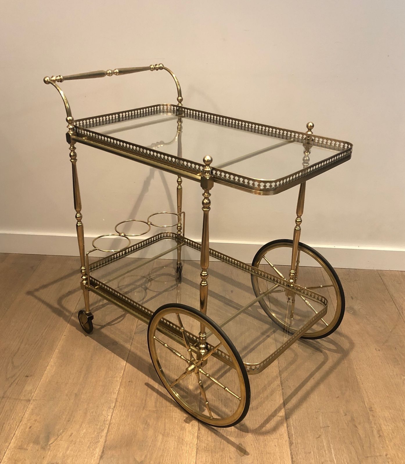 Neoclassical Style Rolling Table In Brass In The Taste Of Maison Jansen photo Furniture