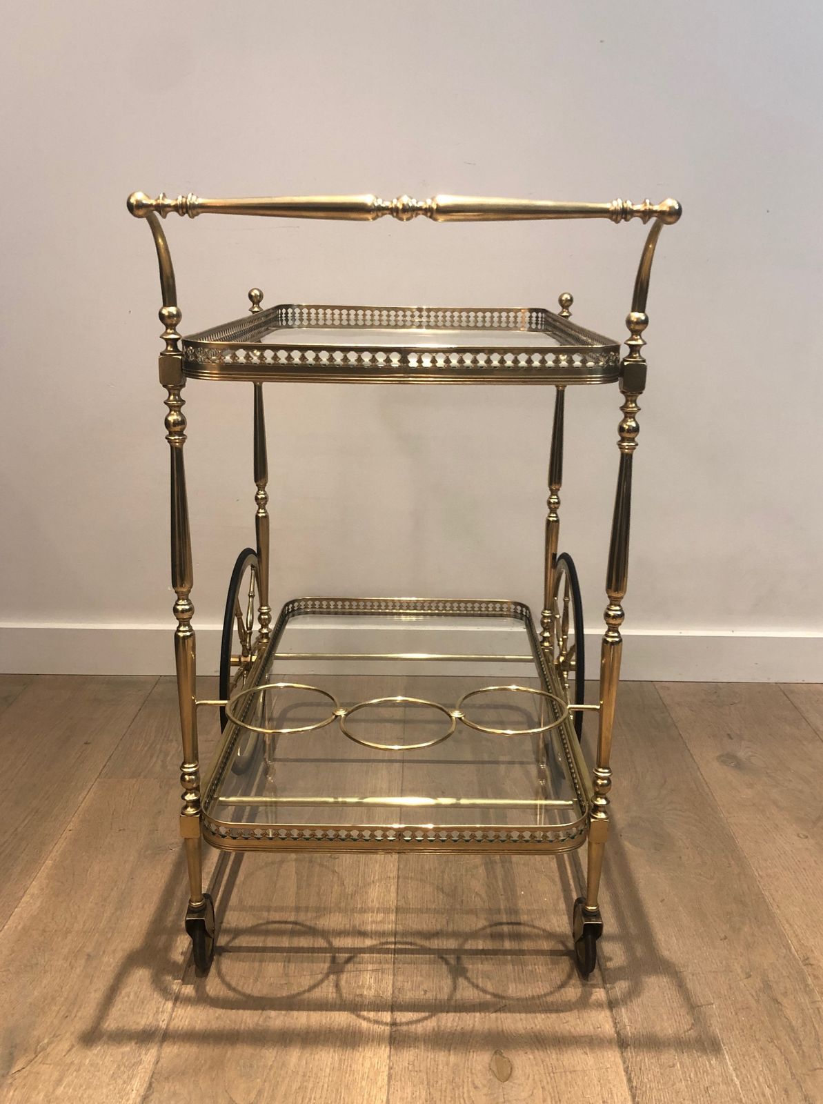 Neoclassical Style Rolling Table In Brass In The Taste Of Maison Jansen photo 1950.0