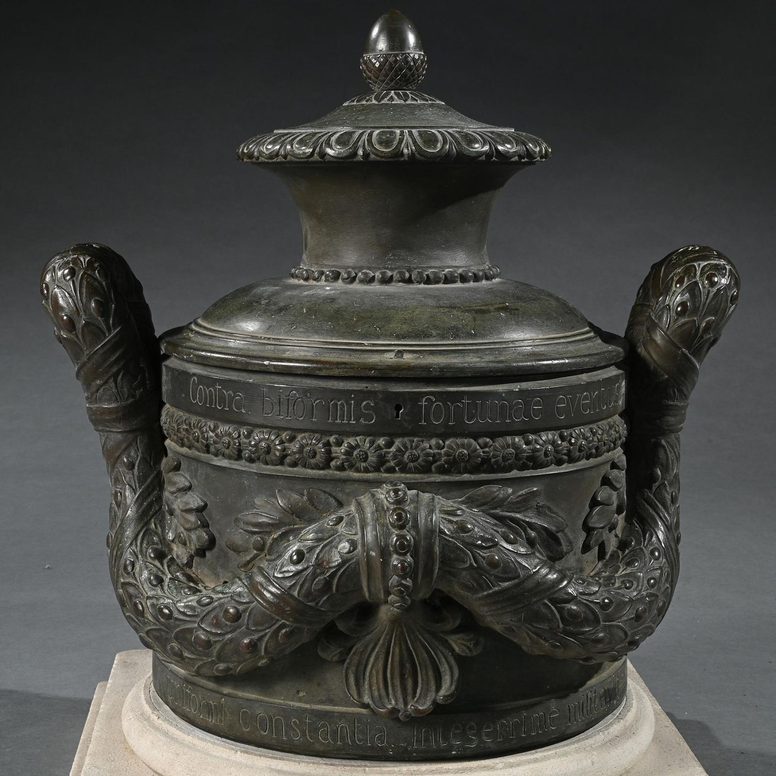 An Extremely Rare Italian Late 18th C Bronze Locking Vessel With Latin Inscription, Possibly With Maritime Associations. photo furniture