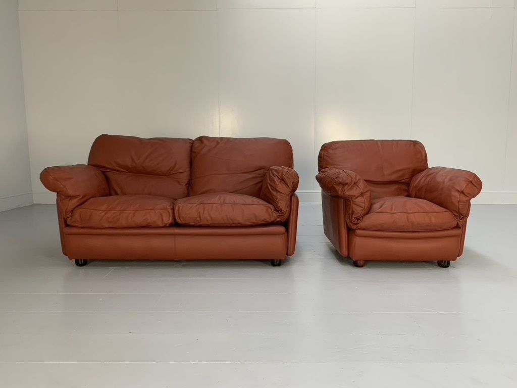 Poltrona Frau “Poppy” 2 Seat Sofa & Armchair – In Buffalo Leather photo furniture