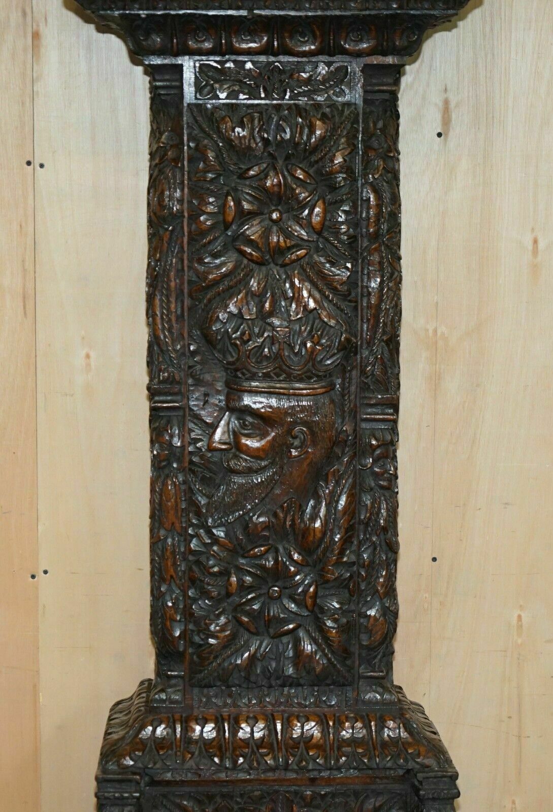 Exquisite Antique Restored Hand Carved Grandfather Clock Case Depicting A King photo Home Decor