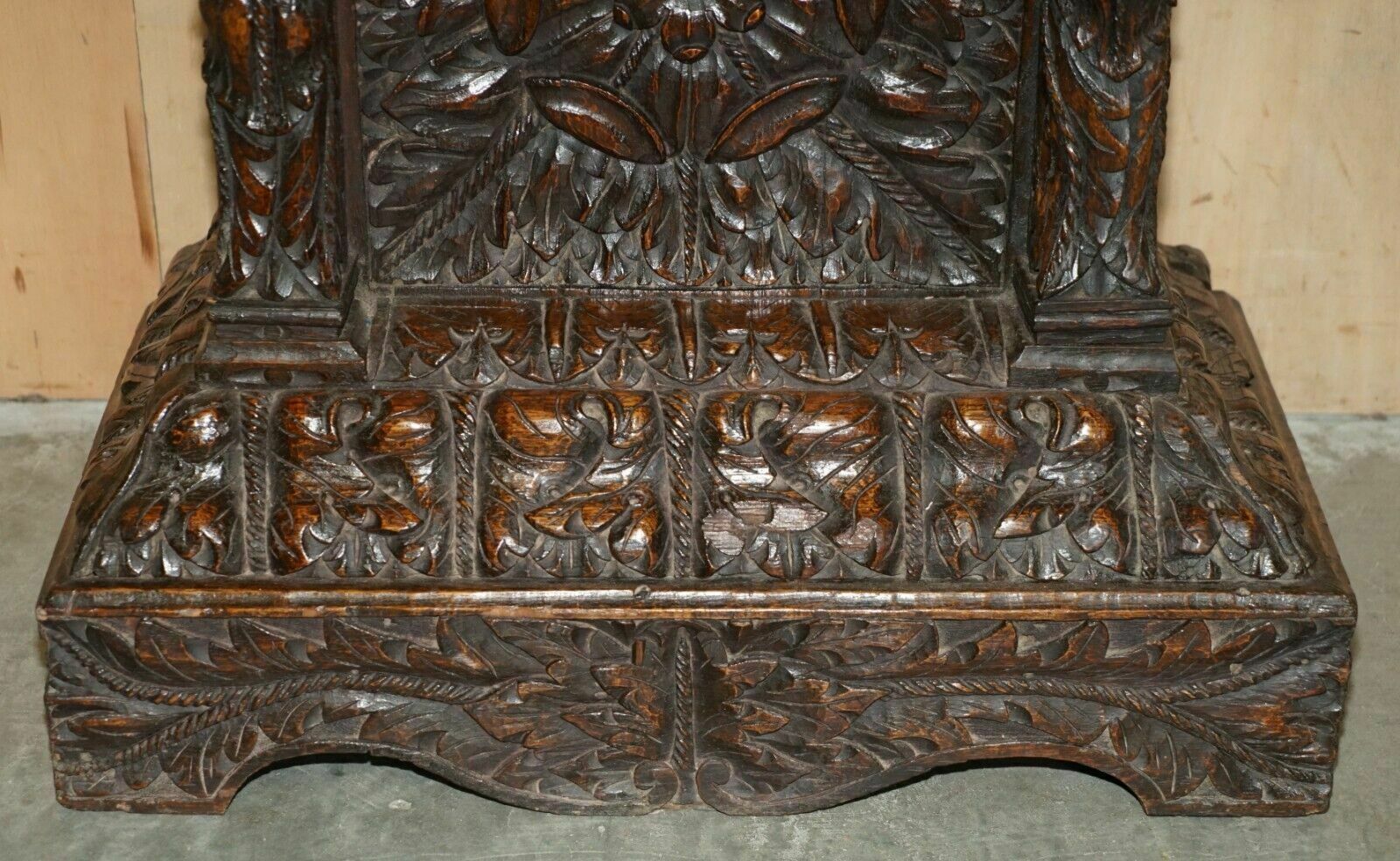 photo for sale Exquisite Antique Restored Hand Carved Grandfather Clock Case Depicting A King