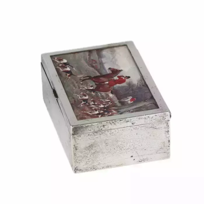 Wooden Box Upholstered With Silver Plated Metal. 20th Century. photo buy