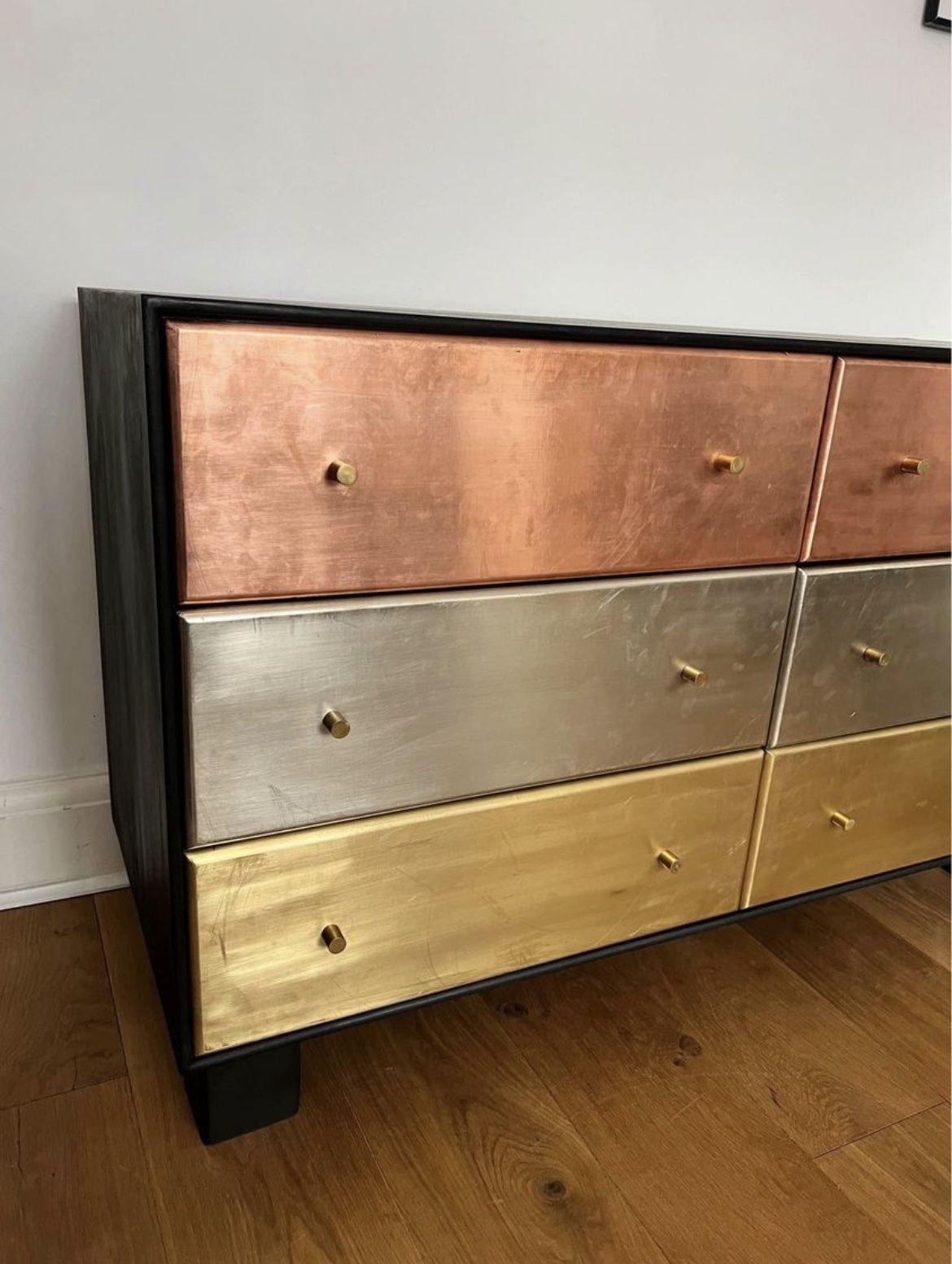 1 Of A Kind, Restored Six Drawer Chest Of Drawers, Brass Clad Drawer Fronts photo 600.0