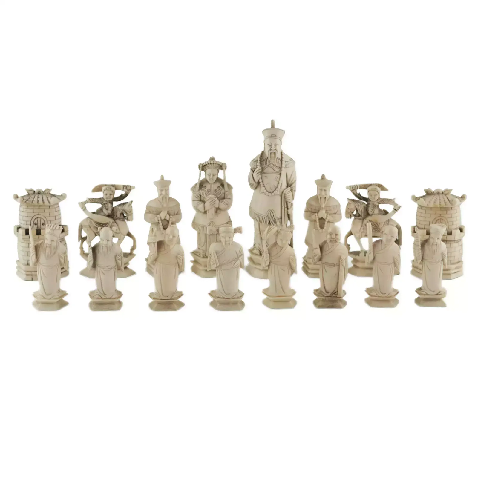 A Beautiful Set Of Chinese Ivory Chess Pieces. The Turn Of The 19th 20th Centuries. photo for sale
