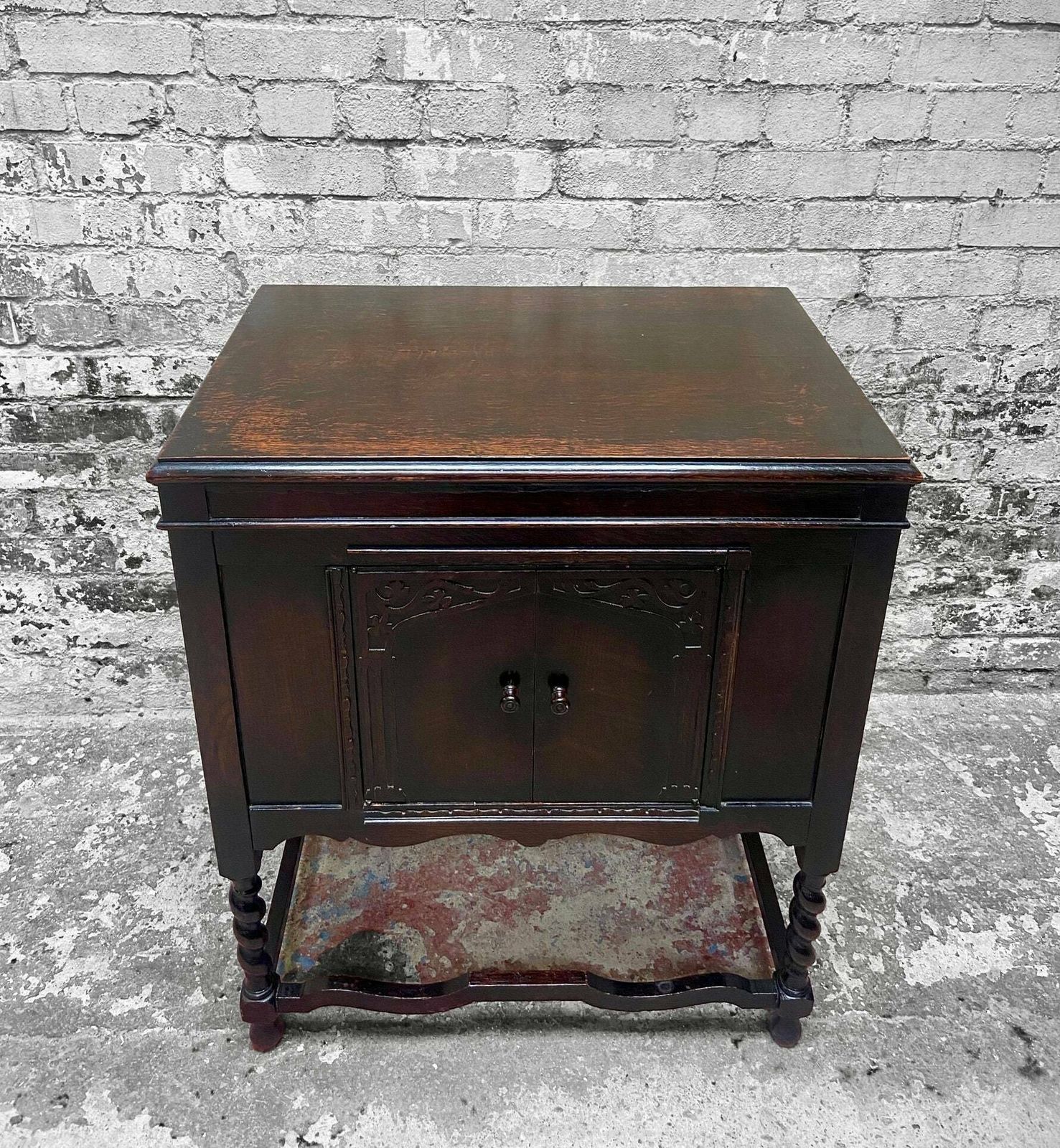 Antique Blanket Box Coffer / Old Dulceola Gramophone Cabinet / Made In England 1920s