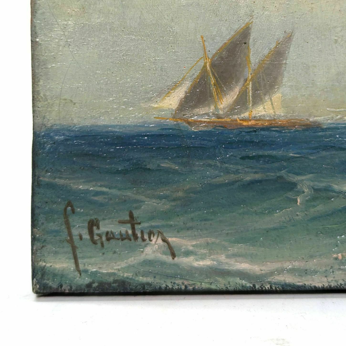 Oil Painting On Canvas Marine By François Gautier (1842 1917) photo for sale
