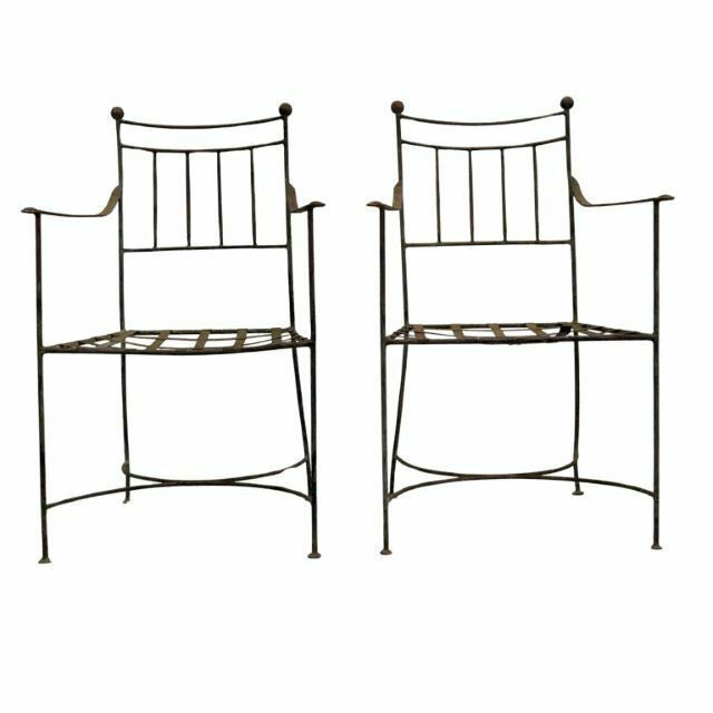 Pair Of Garden Armchairs From The 1940s Wrought Iron Tino Rossi