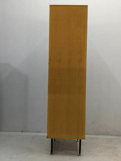 Tall Cabinet 1950 In Oak Veneer With Modular Metal Legs photo Furniture