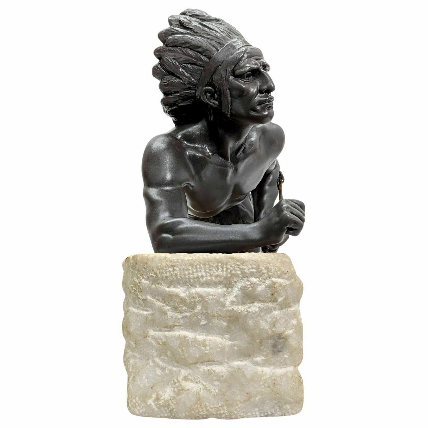 The Indian On The Lookout, 1900 Statue On Natural Terrace photo for sale