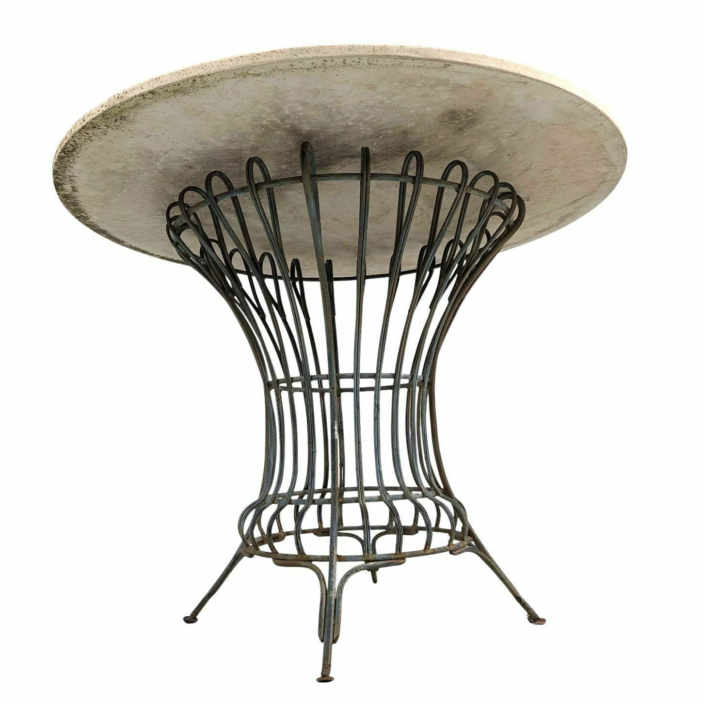 Outdoor Pedestal Table In Wrought Iron And Travertine photo Garden Furniture