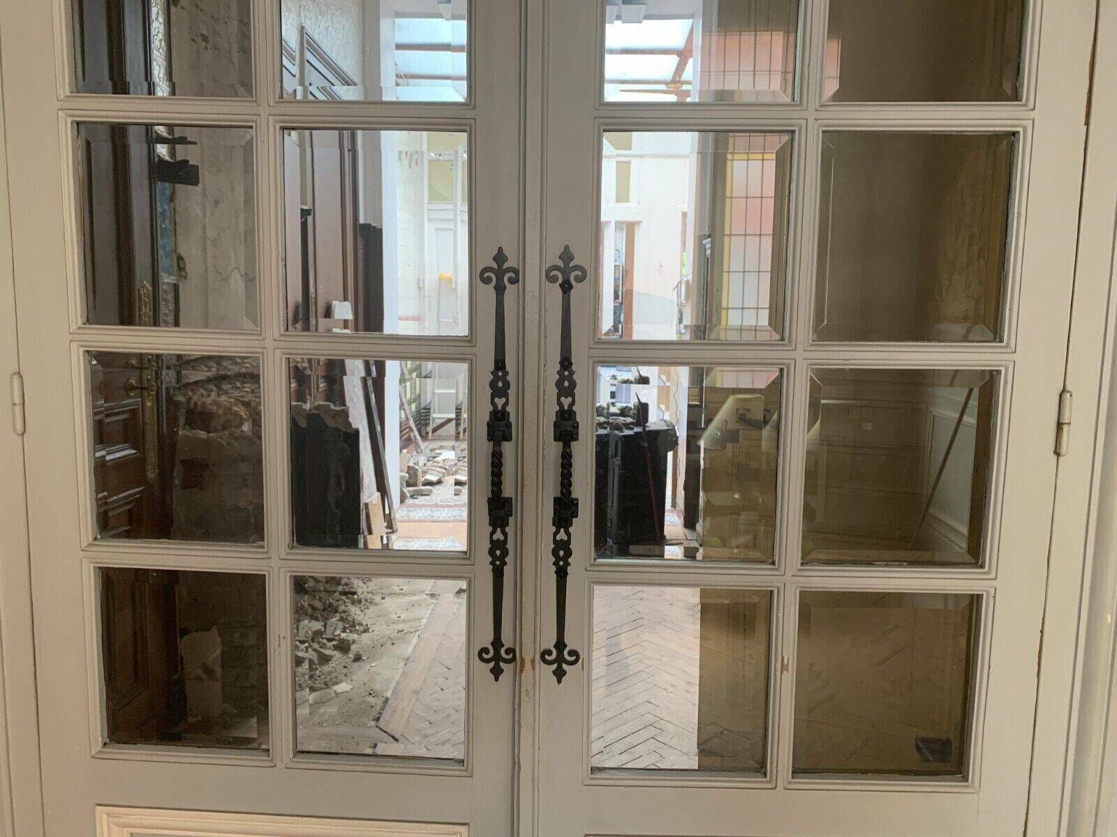 Double Separation Doors With Transom And Beveled Glass 20th Century photo for sale
