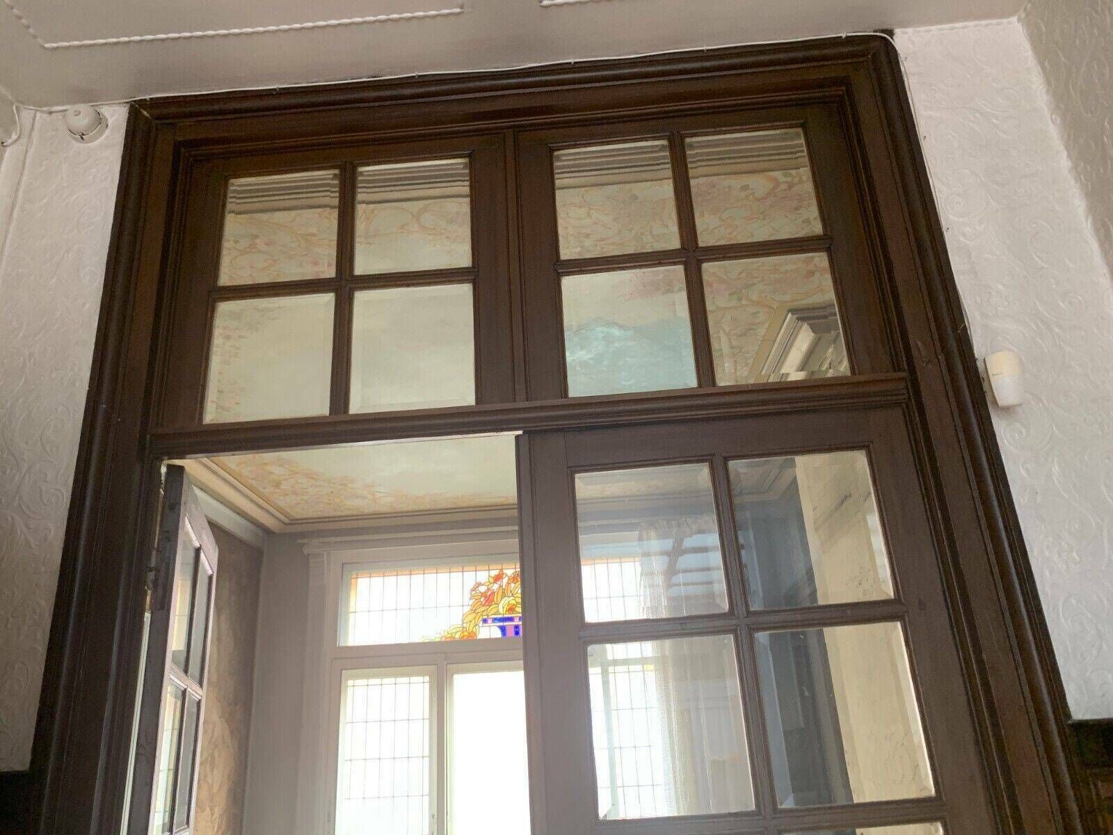 Double Separation Doors With Transom And Beveled Glass 20th Century photo 1464.975