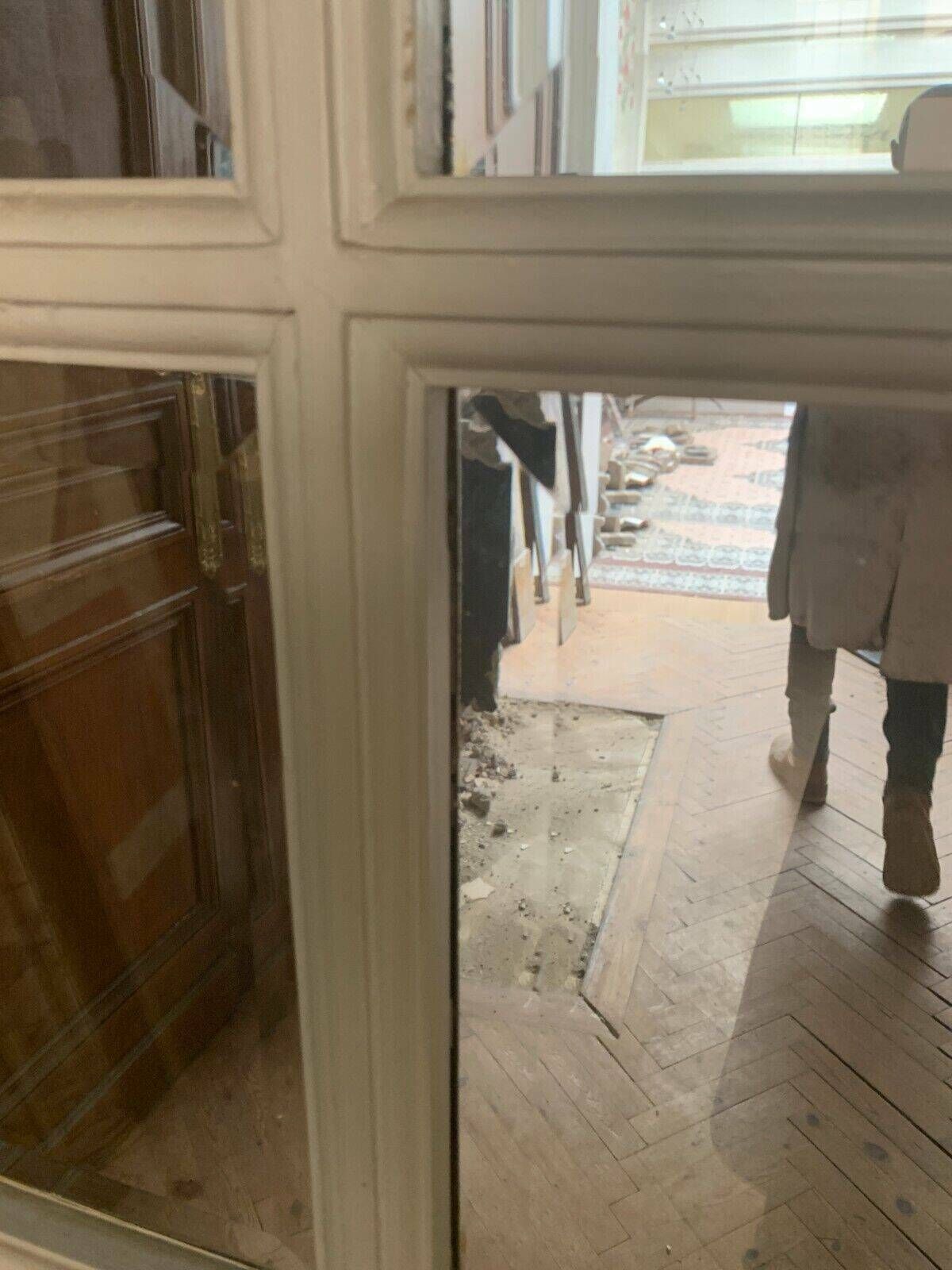 photo furniture Double Separation Doors With Transom And Beveled Glass 20th Century