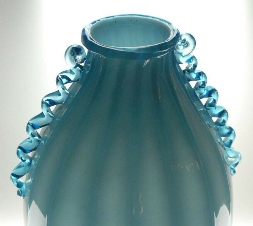 Vase Sfumato, Cirillo Maschio, Attributed Aquamarine With Morisa Murano, 1920s photo 4800.0
