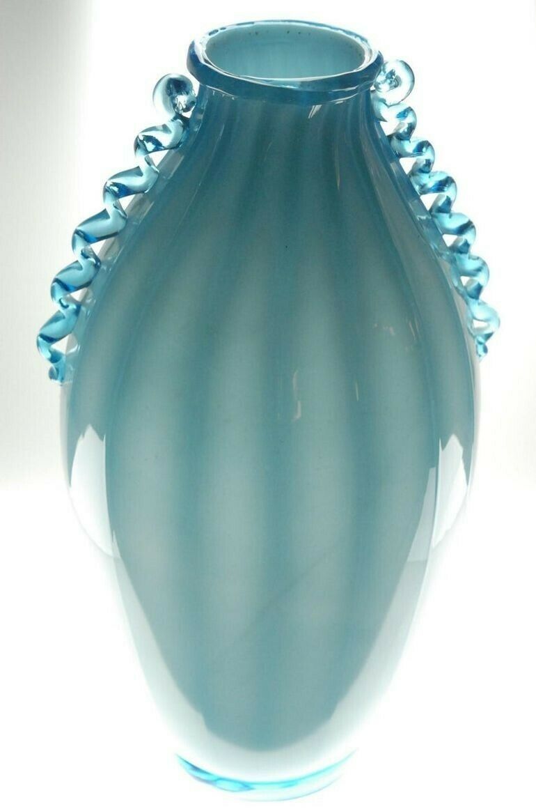 Home Decor Vase Sfumato, Cirillo Maschio, Attributed Aquamarine With Morisa Murano, 1920s photo